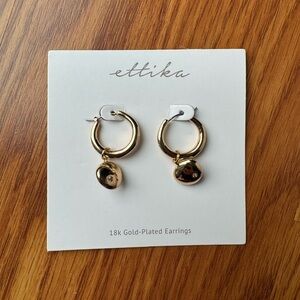 NEW Ettika 18k Gold-Plated Pebble Dangle Hoop Earrings